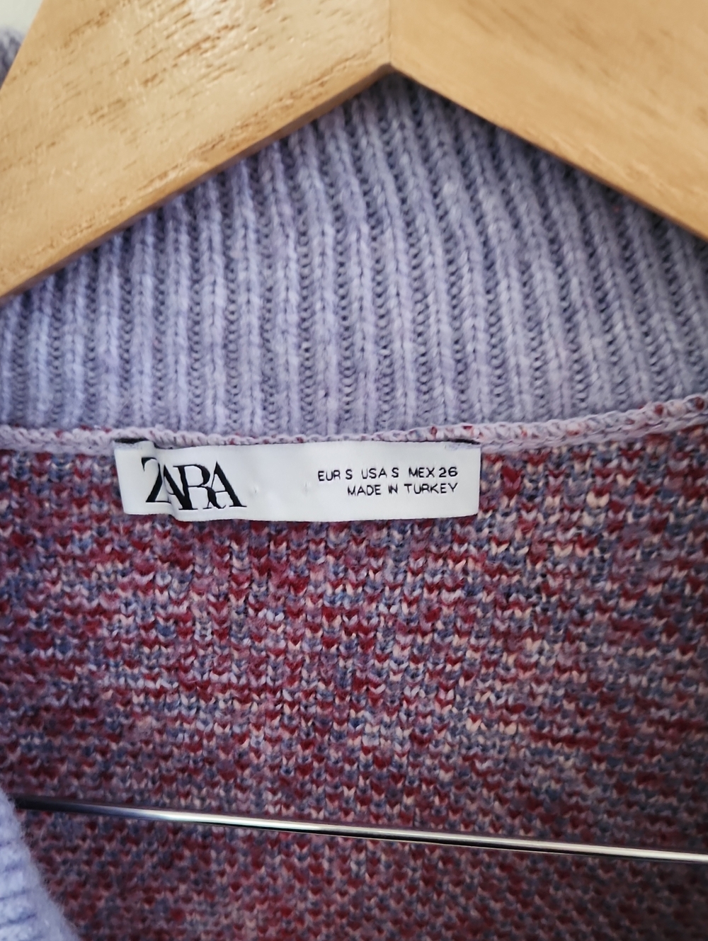 Zara Jacquard Plaid Flora Multi-Pattern Knit Button Cardigan Purple Small - Picture 3 of 6